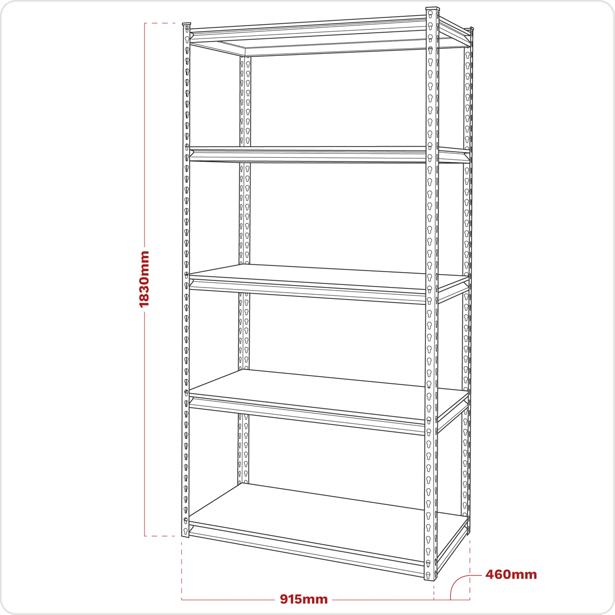 Racking Unit with 5 Shelves 340kg Capacity Per Level