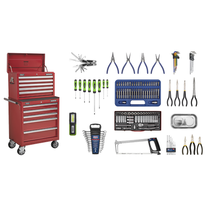 Superline PRO® Topchest & Rollcab Combination 10 Drawer with 148pc Tool Ki