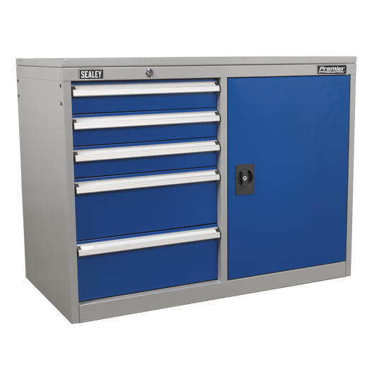 Premier Industrial™ Cabinet/Workstation with 5 Drawers & 1 Shelf