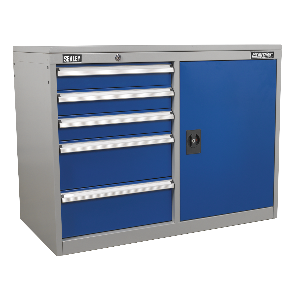 Premier Industrial™ Cabinet/Workstation with 5 Drawers & 1 Shelf
