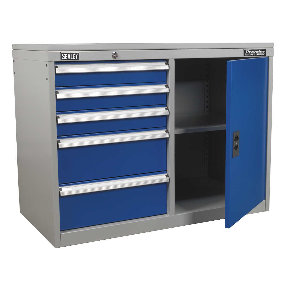 Premier Industrial™ Cabinet/Workstation with 5 Drawers & 1 Shelf