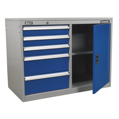 Premier Industrial™ Cabinet/Workstation with 5 Drawers & 1 Shelf