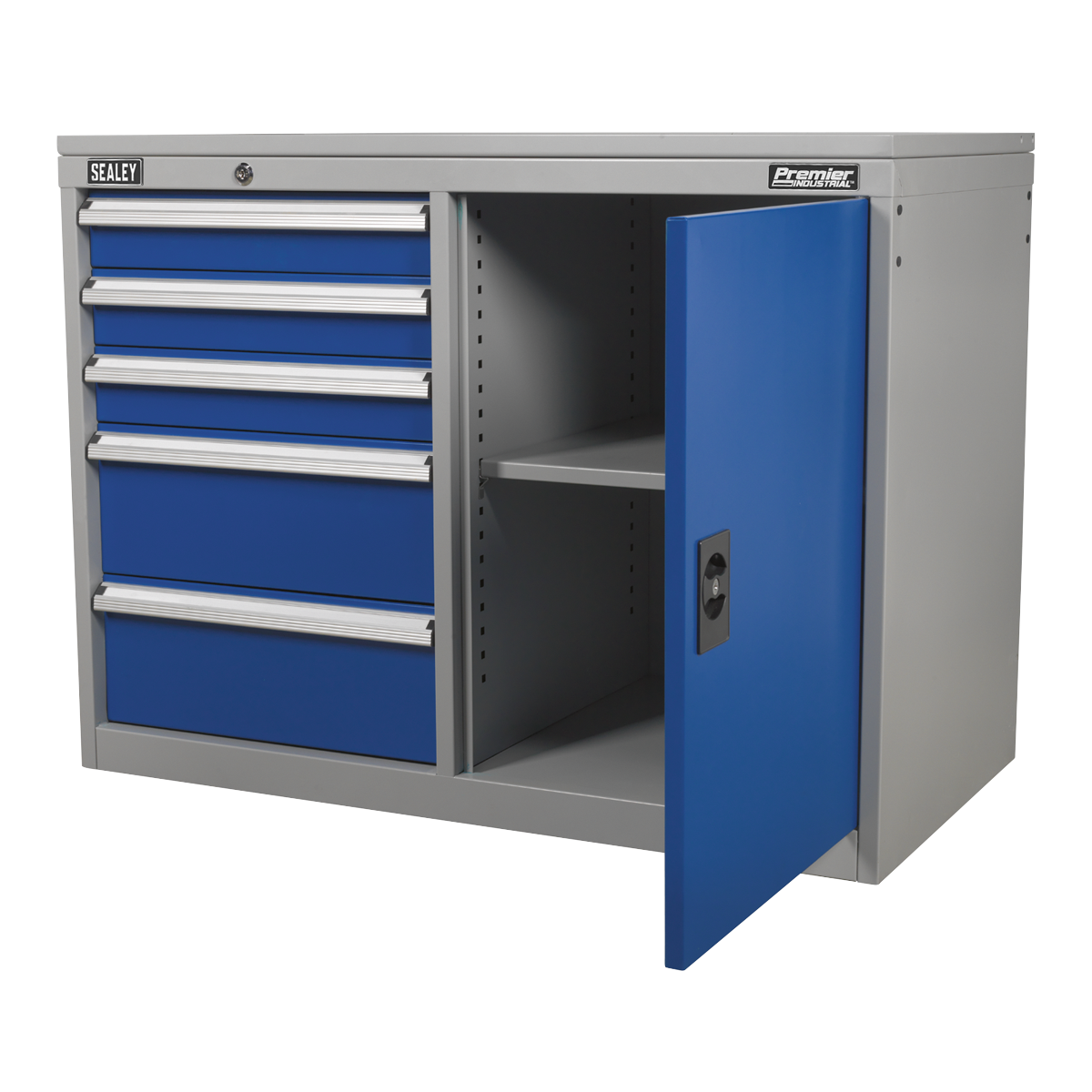 Premier Industrial™ Cabinet/Workstation with 5 Drawers & 1 Shelf