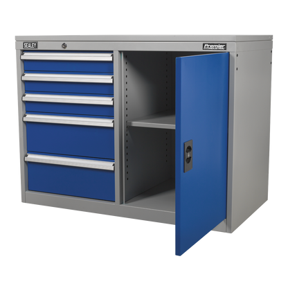 Premier Industrial™ Cabinet/Workstation with 5 Drawers & 1 Shelf
