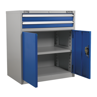 Premier Industrial™ Industrial Cabinet with 2 Drawers & 1 Shelf