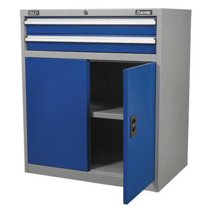 Premier Industrial™ Industrial Cabinet with 2 Drawers & 1 Shelf