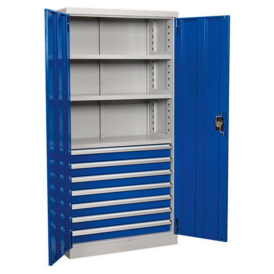 Premier Industrial™ Cabinet with 7 Drawers & 3 Shelves 1800mm