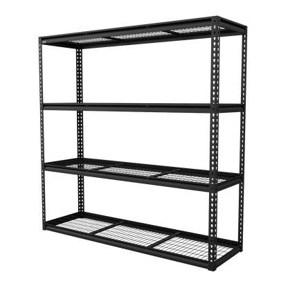 Heavy-Duty Modular Racking Unit with 4 Mesh Shelves 300kg Capacity Per Level 1830mm