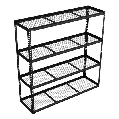 Heavy-Duty Modular Racking Unit with 4 Mesh Shelves 300kg Capacity Per Level 1830mm