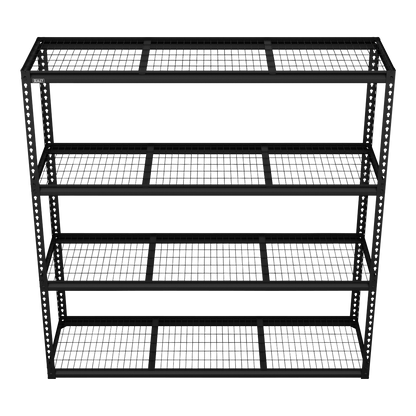 Heavy-Duty Modular Racking Unit with 4 Mesh Shelves 300kg Capacity Per Level 1830mm