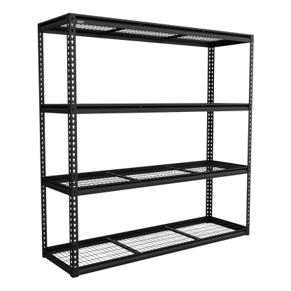 Heavy-Duty Modular Racking Unit with 4 Mesh Shelves 300kg Capacity Per Level 1830mm