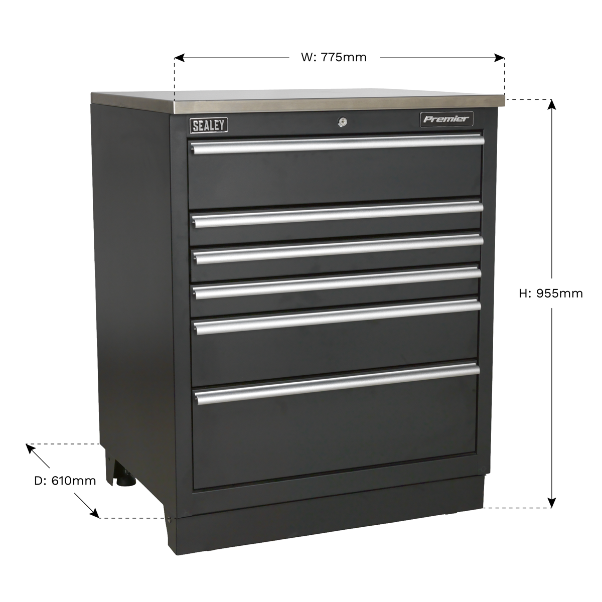 Premier™ Heavy-Duty Modular Floor Cabinet 6 Drawer 775mm