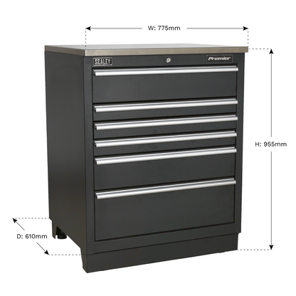 Premier™ Heavy-Duty Modular Floor Cabinet 6 Drawer 775mm