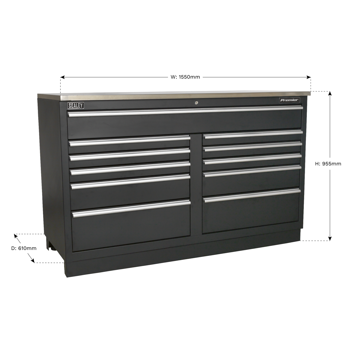 Premier™ Heavy-Duty Modular Floor Cabinet 11 Drawer 1550mm