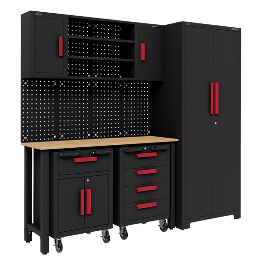 Complete Garage Storage System with 2 Mobile Trolleys