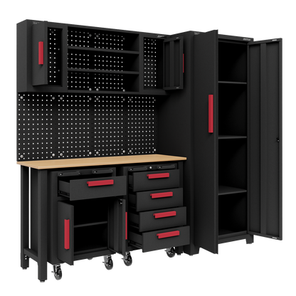 Complete Garage Storage System with 2 Mobile Trolleys