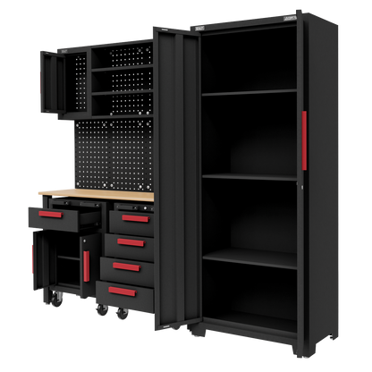 Complete Garage Storage System with 2 Mobile Trolleys