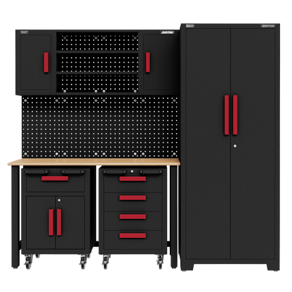 Complete Garage Storage System with 2 Mobile Trolleys