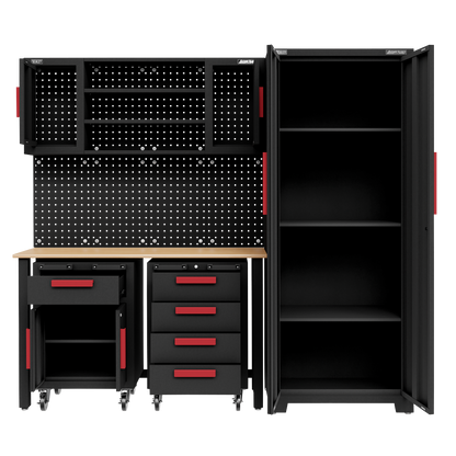 Complete Garage Storage System with 2 Mobile Trolleys