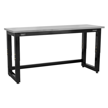 Premier™ Heavy-Duty Steel Adjustable Workbench with Stainless Steel Worktop 1830mm