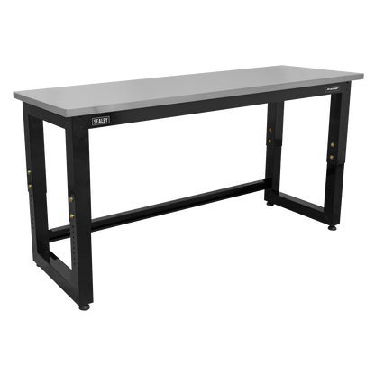 Premier™ Heavy-Duty Steel Adjustable Workbench with Stainless Steel Worktop 1830mm