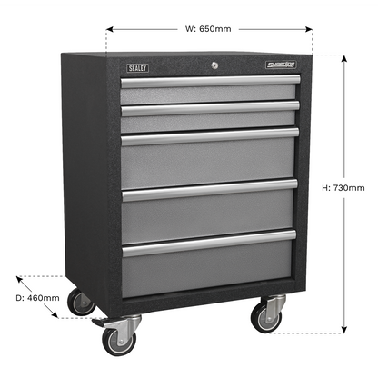 Superline PRO® Modular Mobile Cabinet 5 Drawer 650mm