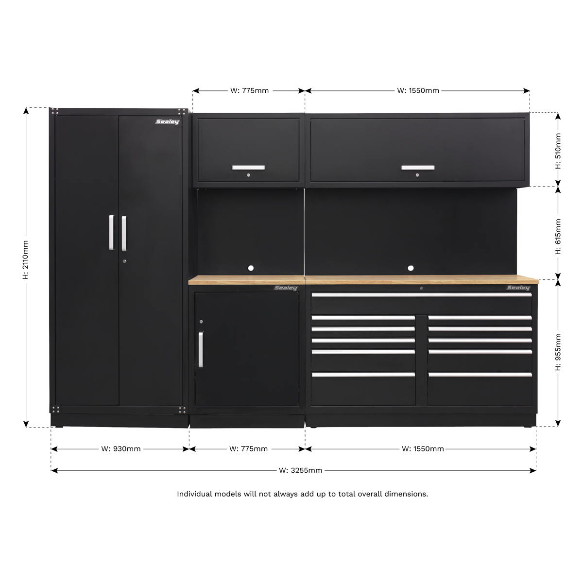 Premier™ Storage System with Hardwood Worktop 3.26m