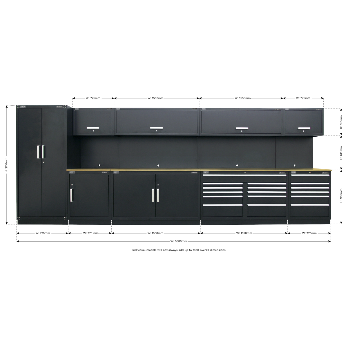 Premier™ Storage System with Hardwood Worktop 5.58m