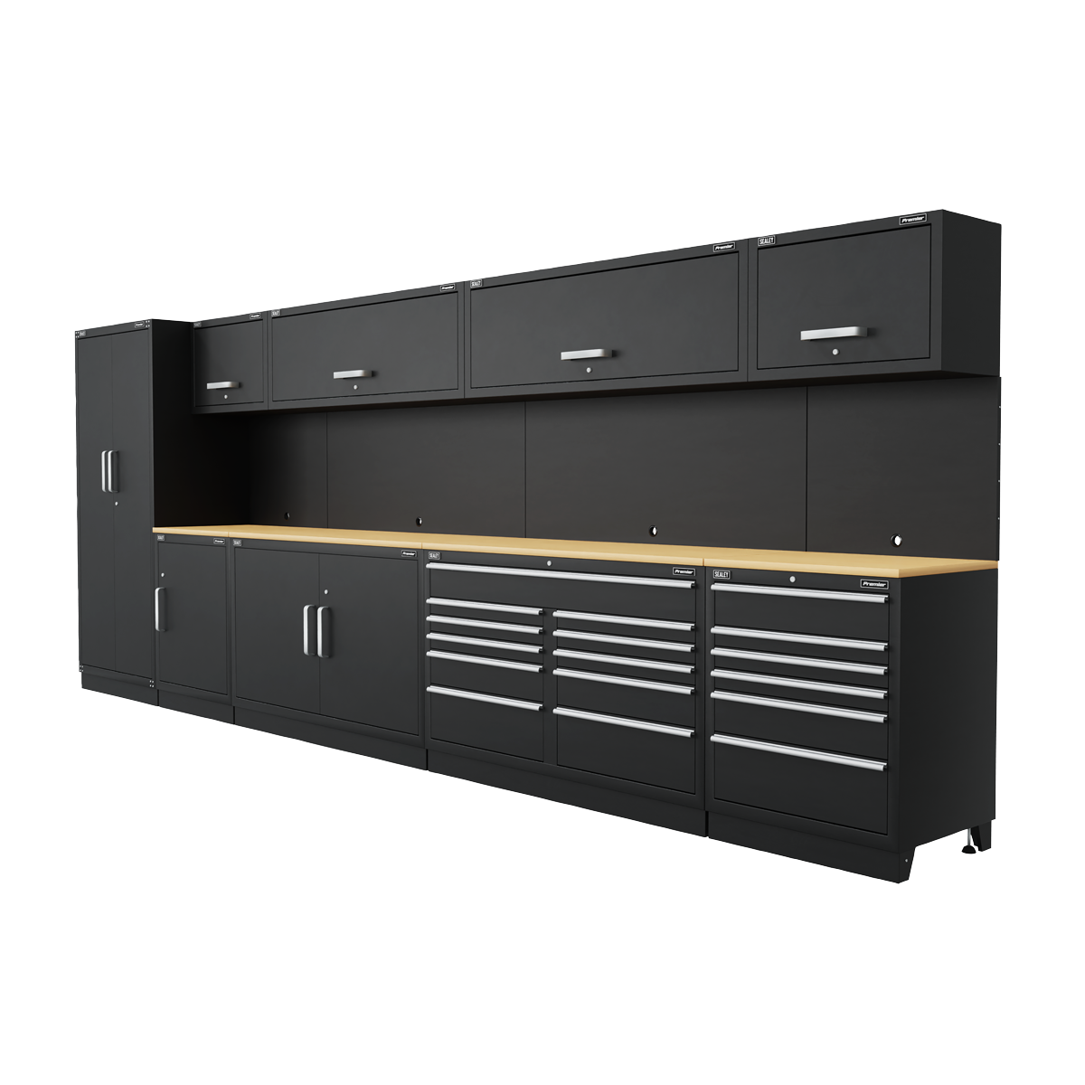 Premier™ Storage System with Hardwood Worktop 5.58m