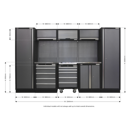 Superline PRO® Storage System with Stainless Worktop 3.24m
