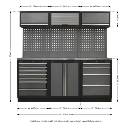 Superline PRO® Storage System with Stainless Worktop 2.04m