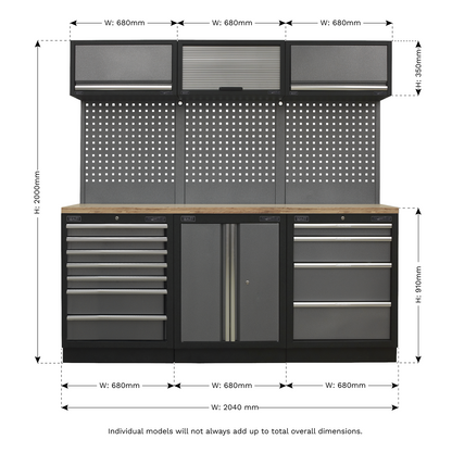 Superline PRO® Storage System with Wood Worktop 2.04m