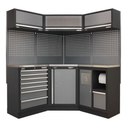 Superline PRO® Corner Storage System with Stainless Worktop 1.55m