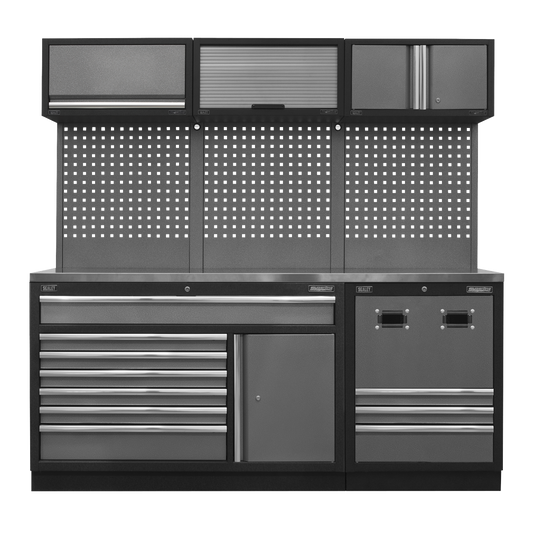 Superline PRO® Modular Storage System Combo with Stainless Steel Worktop