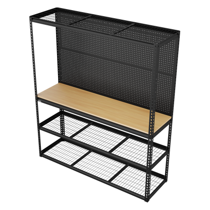 Heavy-Duty Modular Workbench with Racking & Pegboard 1820mm 300kg Capacity Per Level