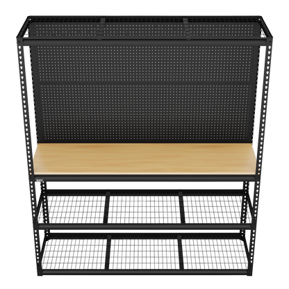 Heavy-Duty Modular Workbench with Racking & Pegboard 1820mm 300kg Capacity Per Level