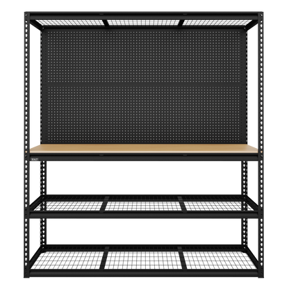 Heavy-Duty Modular Workbench with Racking & Pegboard 1820mm 300kg Capacity Per Level