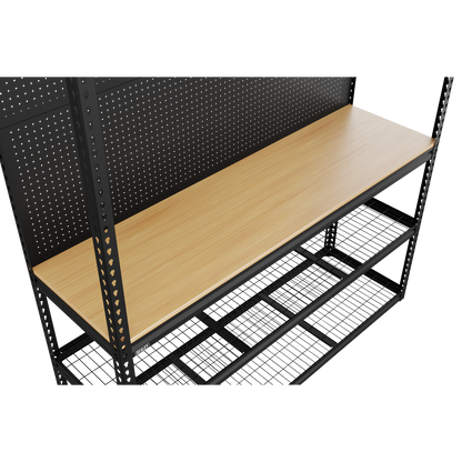 Heavy-Duty Modular Workbench with Racking & Pegboard 1820mm 300kg Capacity Per Level