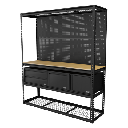 Heavy-Duty Modular Workbench & Racking Kit with 3 Storage Units