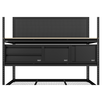 Heavy-Duty Modular Workbench & Racking Kit with 3 Storage Units