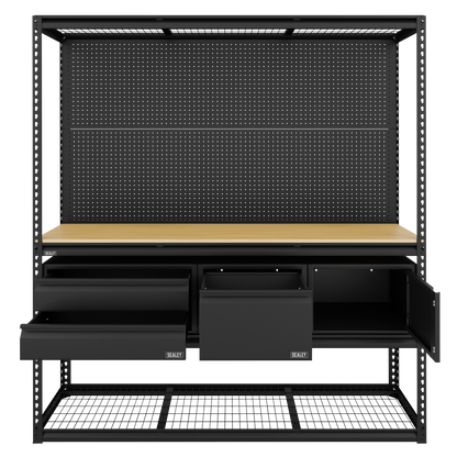 Heavy-Duty Modular Workbench & Racking Kit with 3 Storage Units