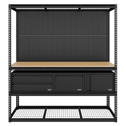 Heavy-Duty Modular Workbench & Racking Kit with 3 Storage Units