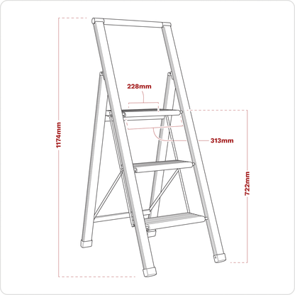 Professional Folding Step Ladder 3-Step Aluminium 150kg Capacity