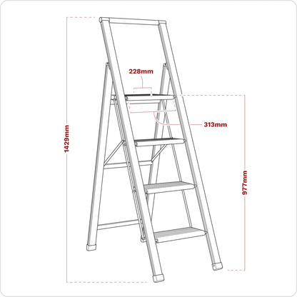 Professional Folding Step Ladder 4-Step Aluminium 150kg Capacity