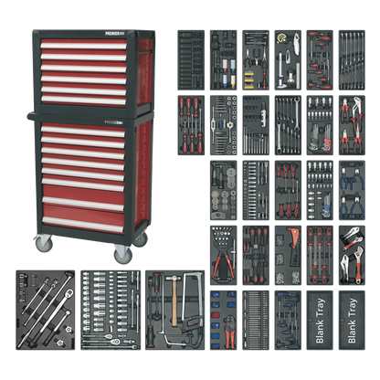 Premier™ Topchest & Rollcab Combination 14 Drawer with 1233pc Tool Kit