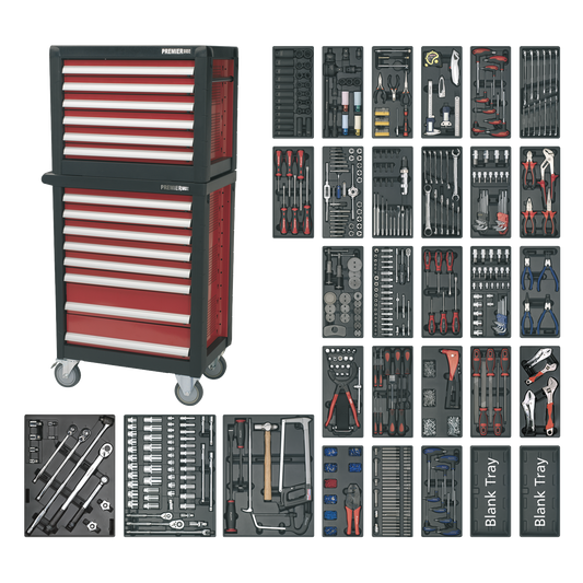 Premier™ Topchest & Rollcab Combination 14 Drawer with 1233pc Tool Kit