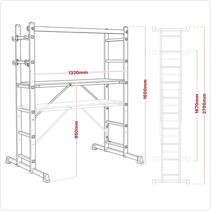 Scaffold Ladder 4-Way Aluminium - EN 131