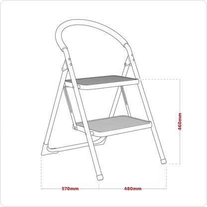 Step Stool 2-Tread 150kg Capacity - BS EN14183