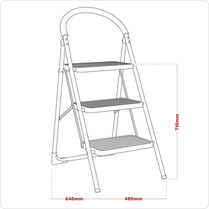 Step Stool 3-Tread 150kg Capacity - BS EN 14183