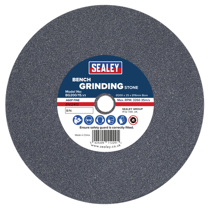 200 x 25mm Grinding Stone 16mm Bore - A60P Fine